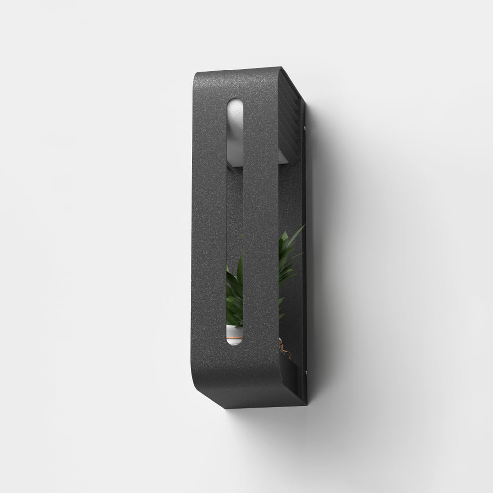 Ray modern Rectangular metal/ Solar Outdoor Plants Pot Holder aplică de perete, negru