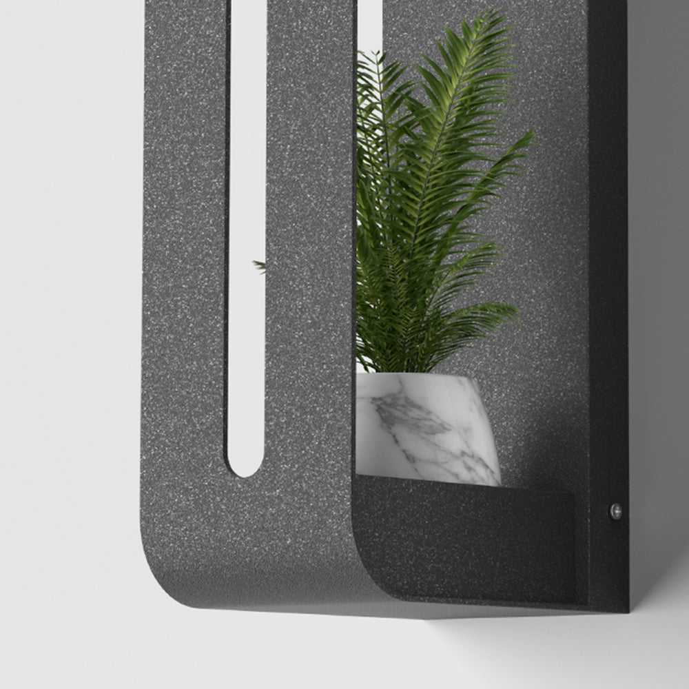 Ray modern Rectangular metal/ Solar Outdoor Plants Pot Holder aplică de perete, negru