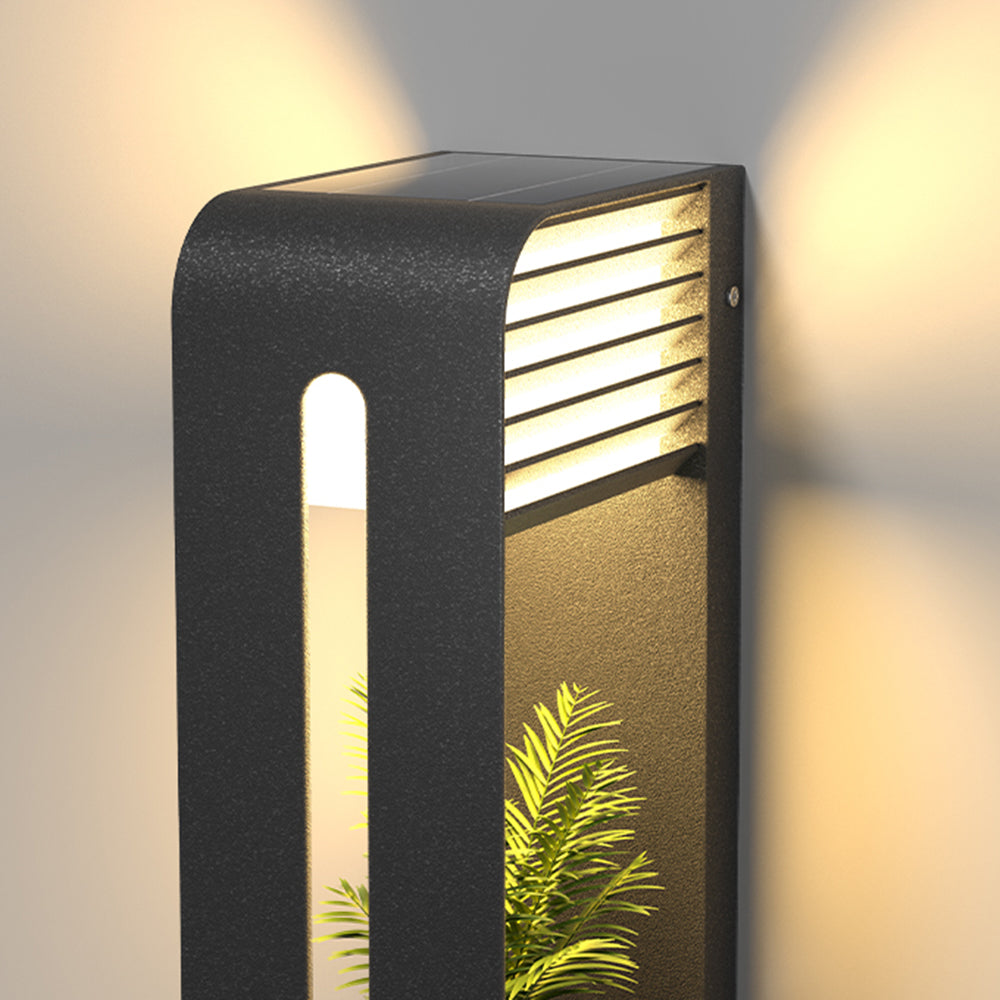 Ray modern Rectangular metal/ Solar Outdoor Plants Pot Holder aplică de perete, negru