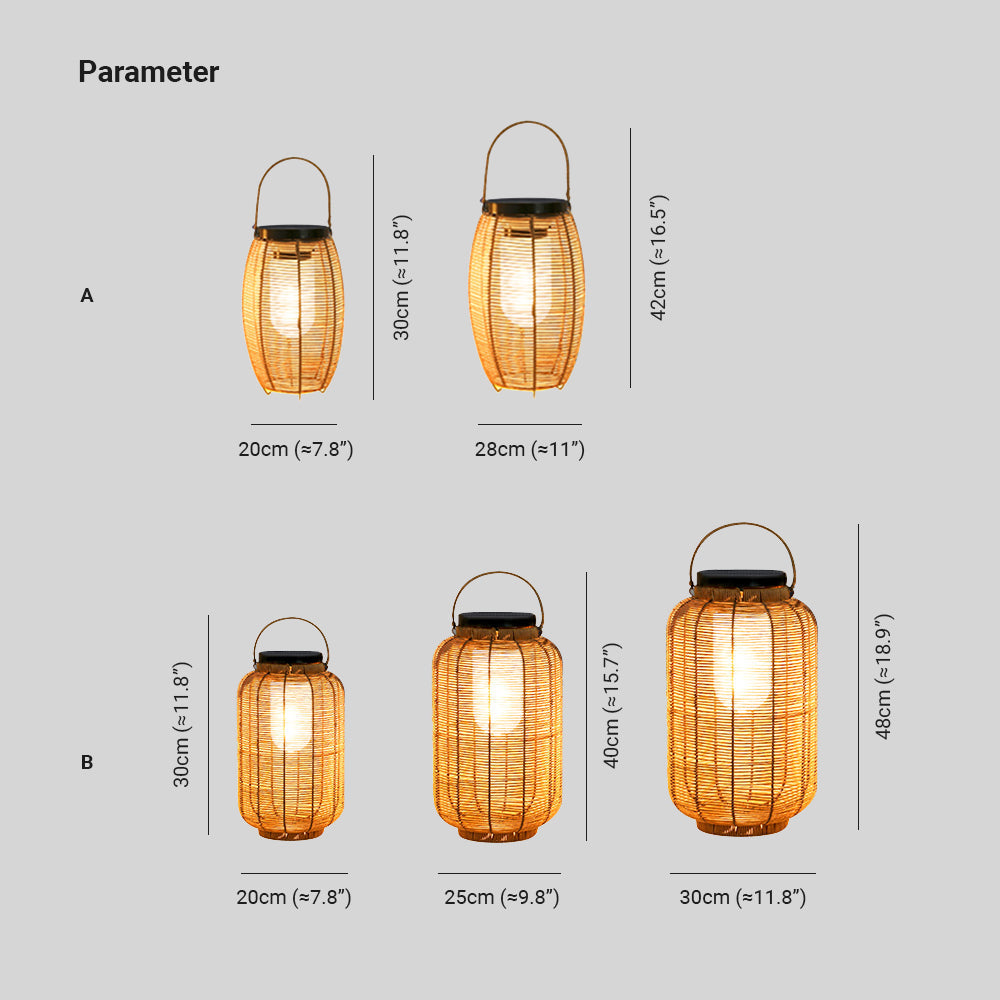 Ray Retro Lantern metal/ratan lampadar, lemn Color