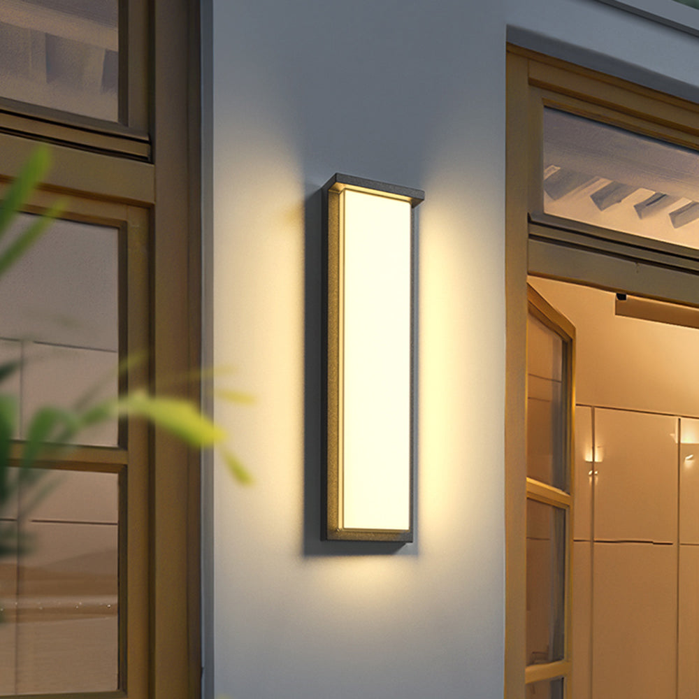Ray aplică de perete pentru exterior neagră din metal, modernă, minimalistă, dreptunghiulară