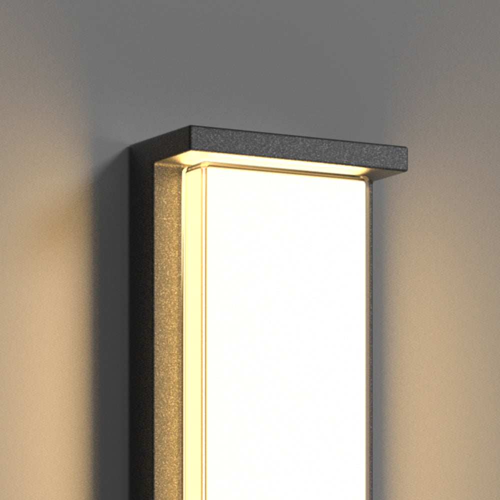 Ray aplică de perete pentru exterior neagră din metal, modernă, minimalistă, dreptunghiulară