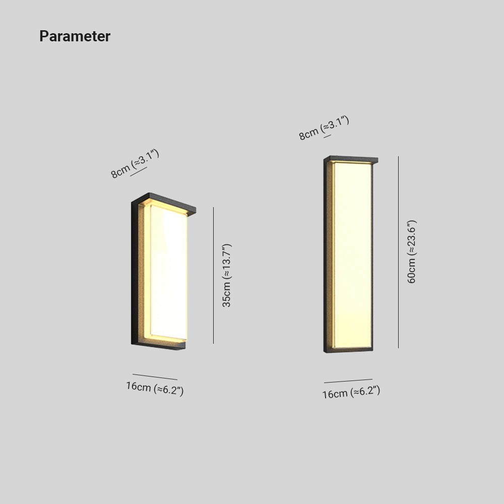 Ray aplică de perete pentru exterior neagră din metal, modernă, minimalistă, dreptunghiulară