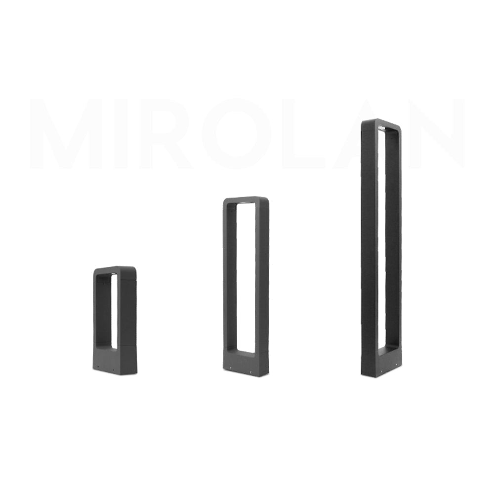 Ray modern metal Hollow Rectangle Outdoor Path Light, negru