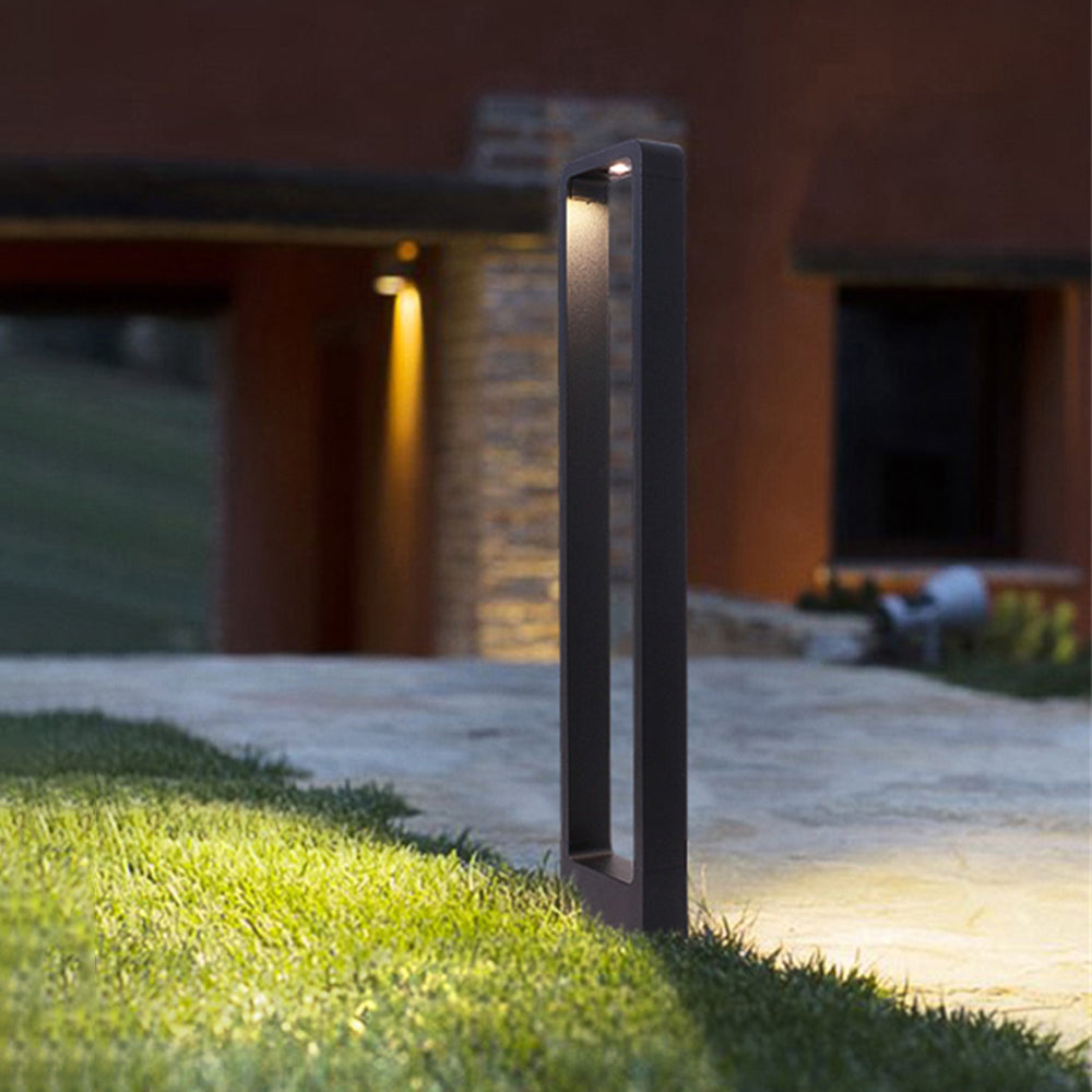 Ray modern metal Hollow Rectangle Outdoor Path Light, negru