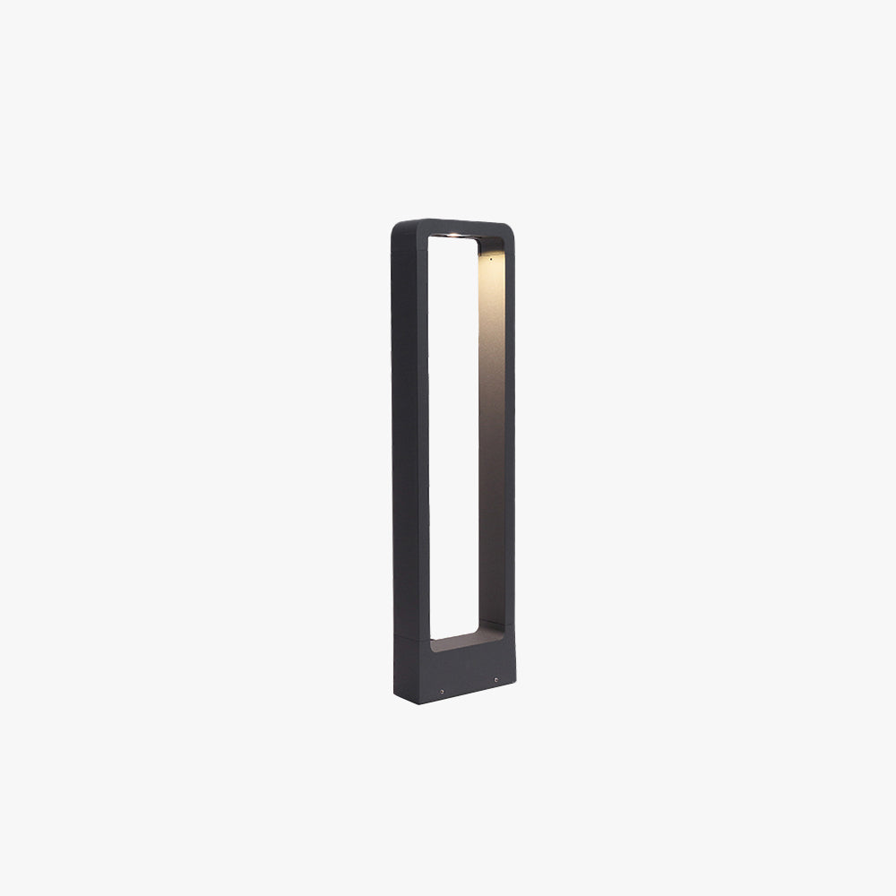 Ray modern metal Hollow Rectangle Outdoor Path Light, negru
