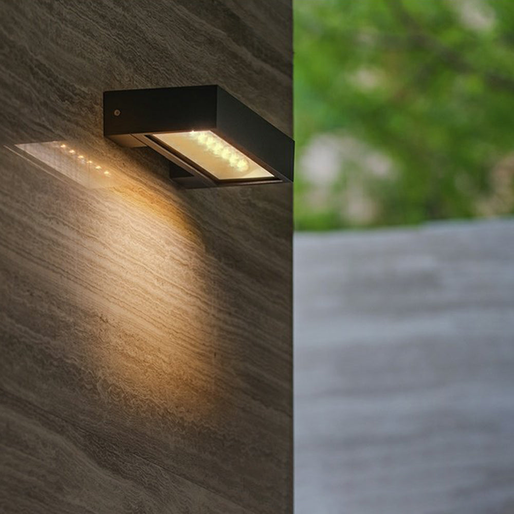 Ray modern aplică de perete pentru exterior rectangular solar impermeabil neagră