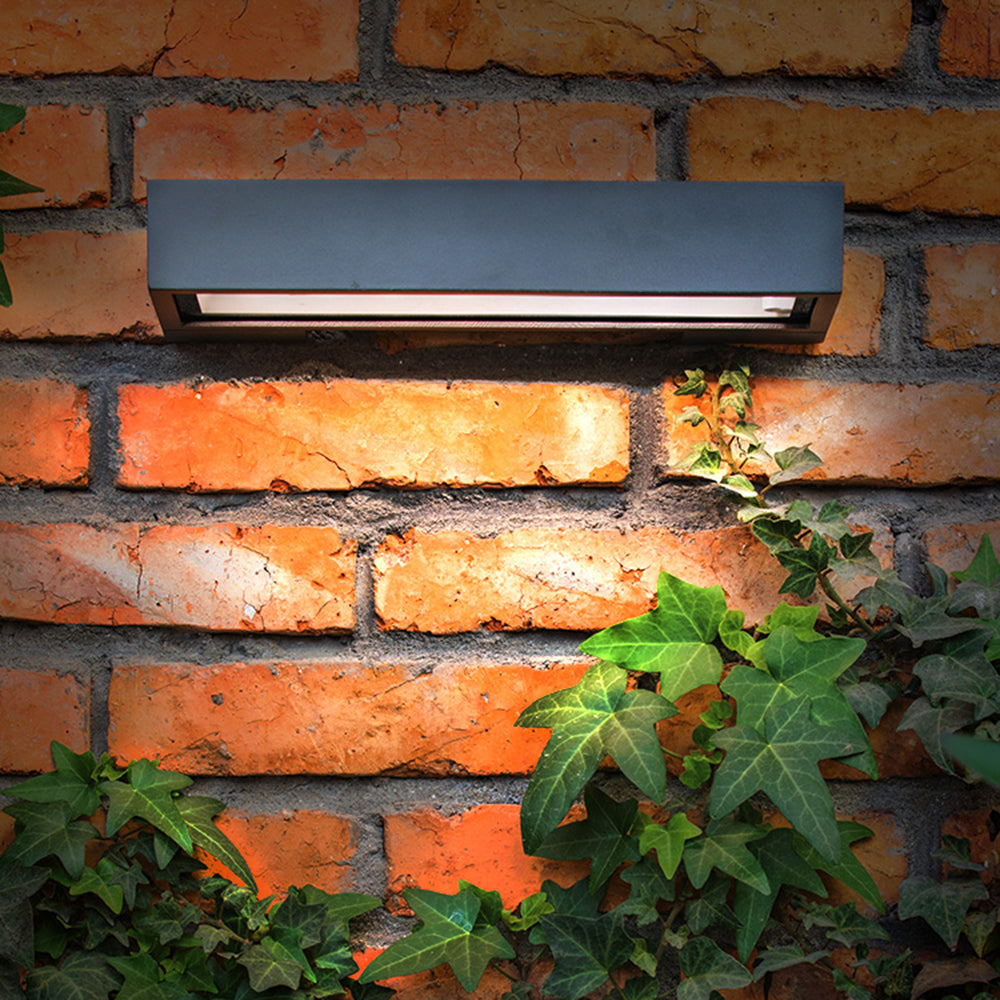 Ray modern aplică de perete pentru exterior rectangular solar impermeabil neagră