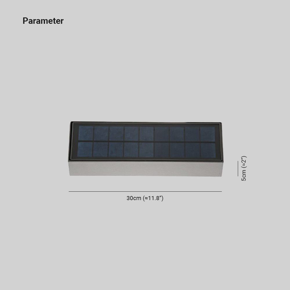 Ray modern aplică de perete pentru exterior rectangular solar impermeabil neagră