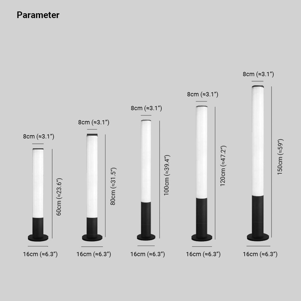 Ray lampă de sol cilindrică minimalistă pentru exterior, negru
