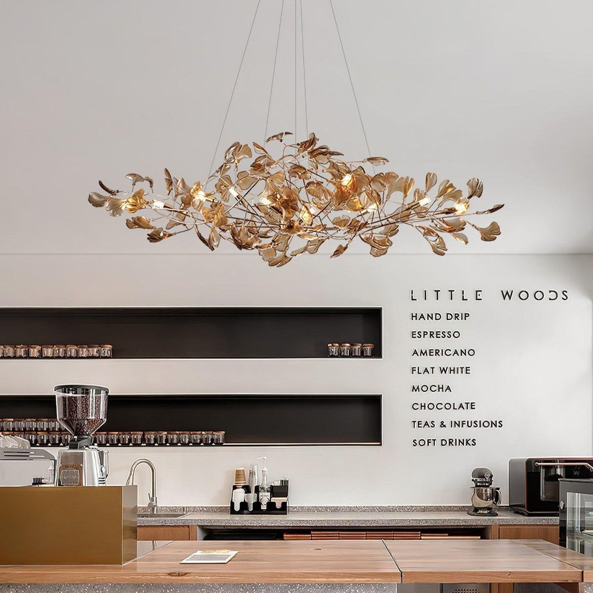Ava candelabru cu frunze de ginkgo