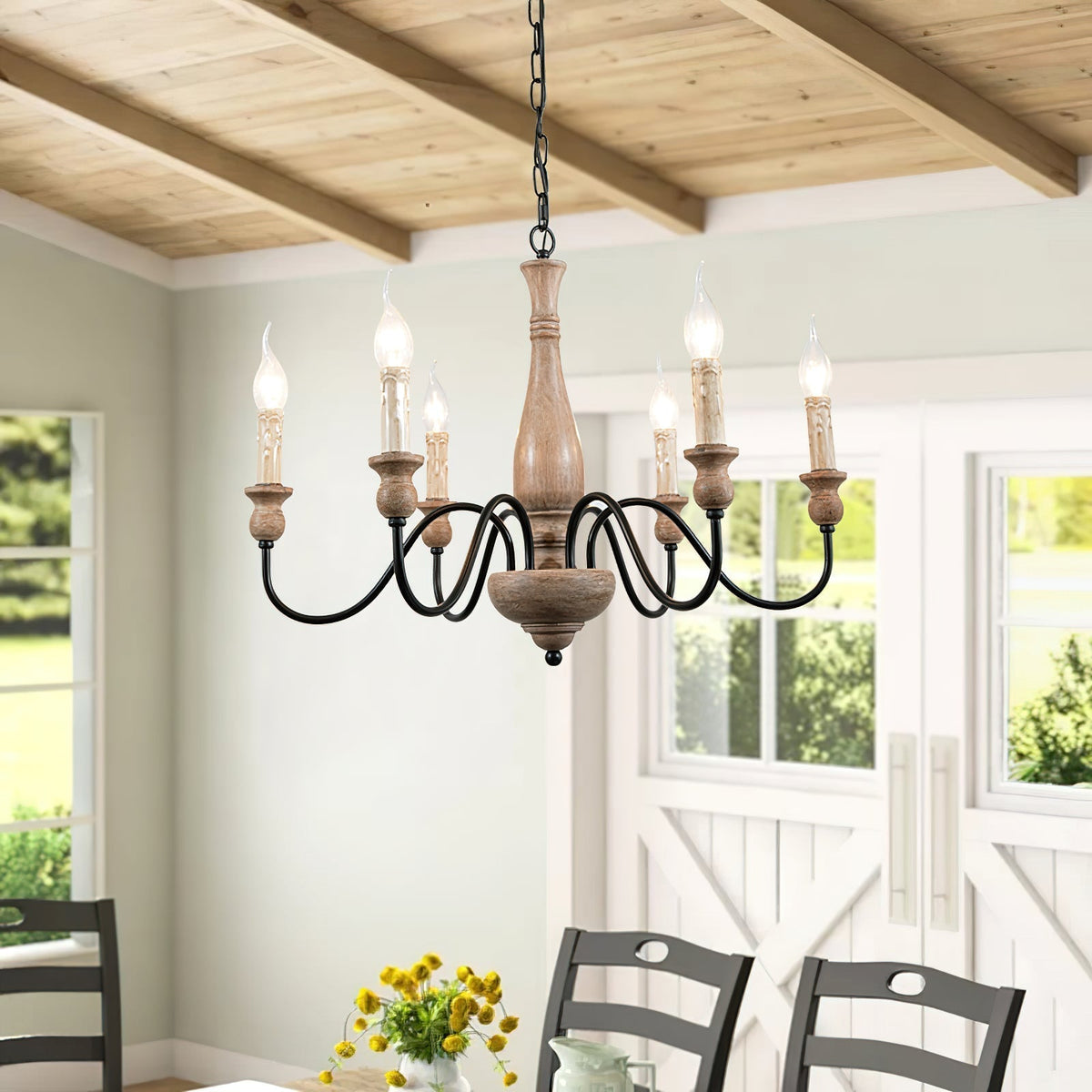 Afralia candelabru din lemn, modern, industrial