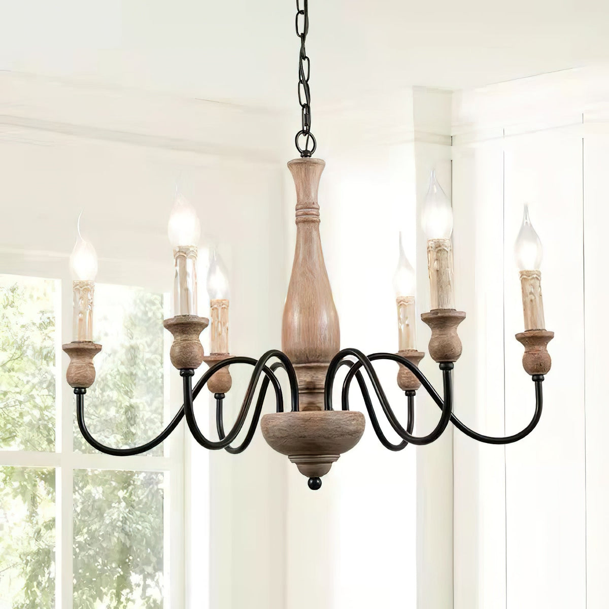 Afralia candelabru din lemn, modern, industrial