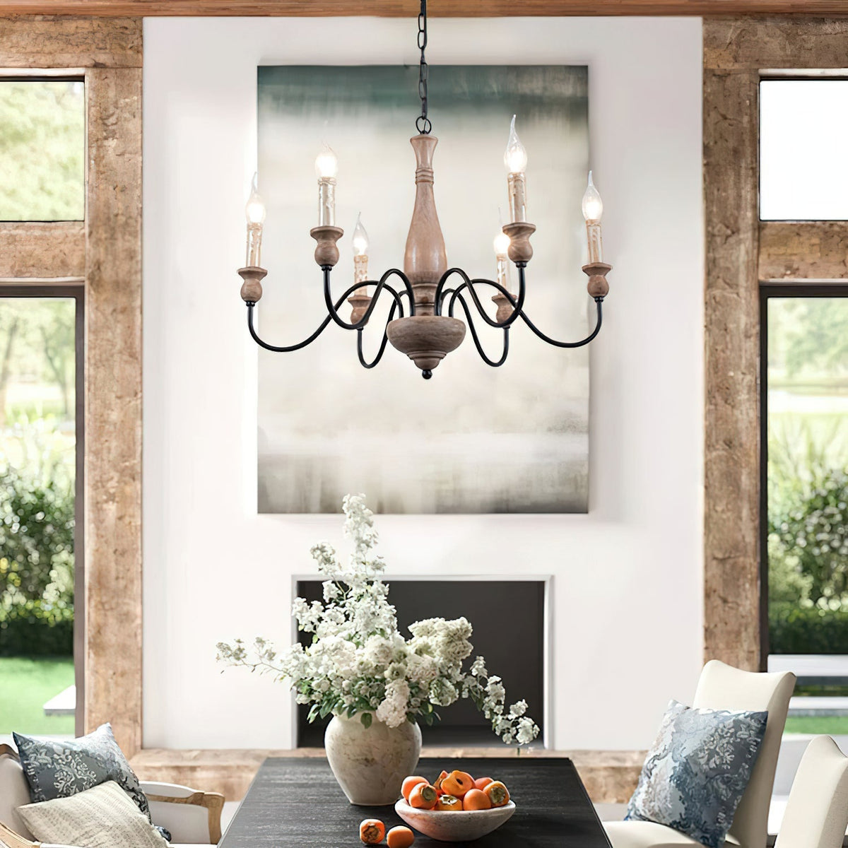 Afralia candelabru din lemn, modern, industrial