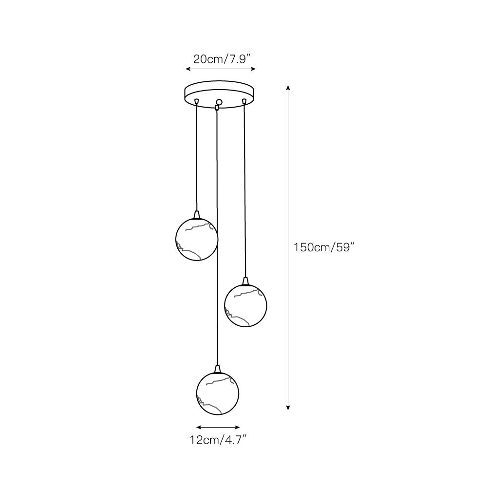 Belen candelabru modern cu Sferice din alabastru
