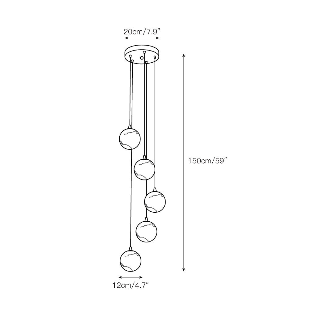 Gloruvye candelabru modern Cluster Sferic din alabastru