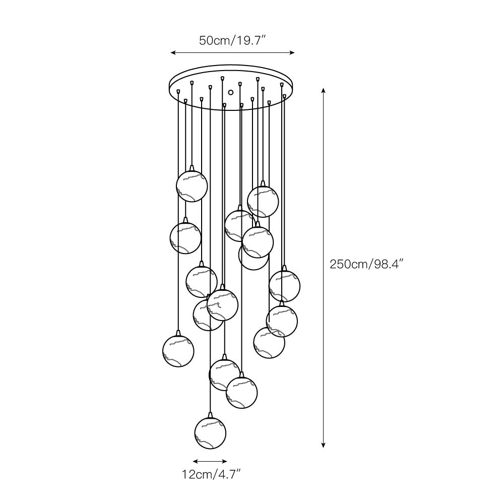 Gloruvye candelabru modern Cluster Sferic din alabastru