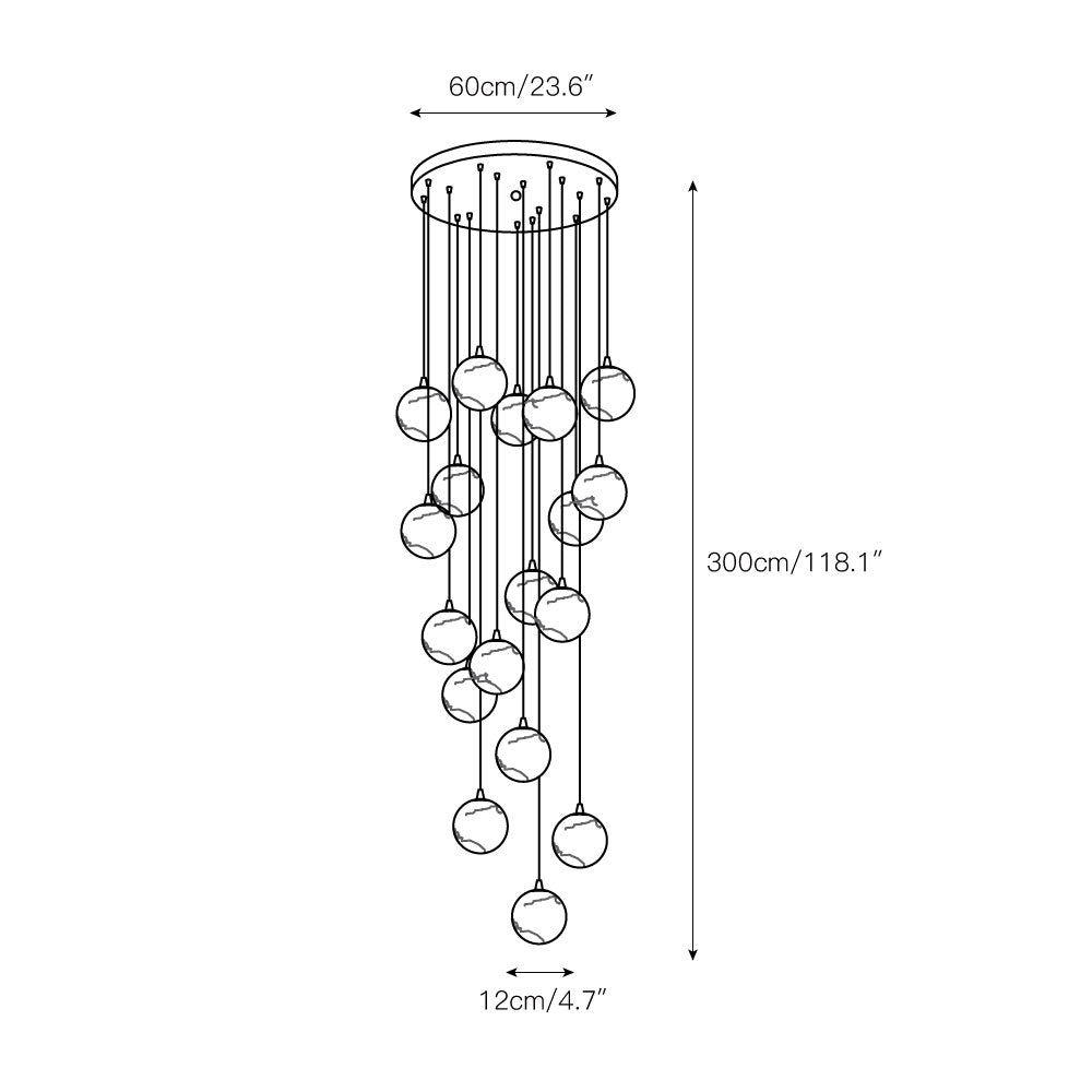 Gloruvye candelabru modern Cluster Sferic din alabastru