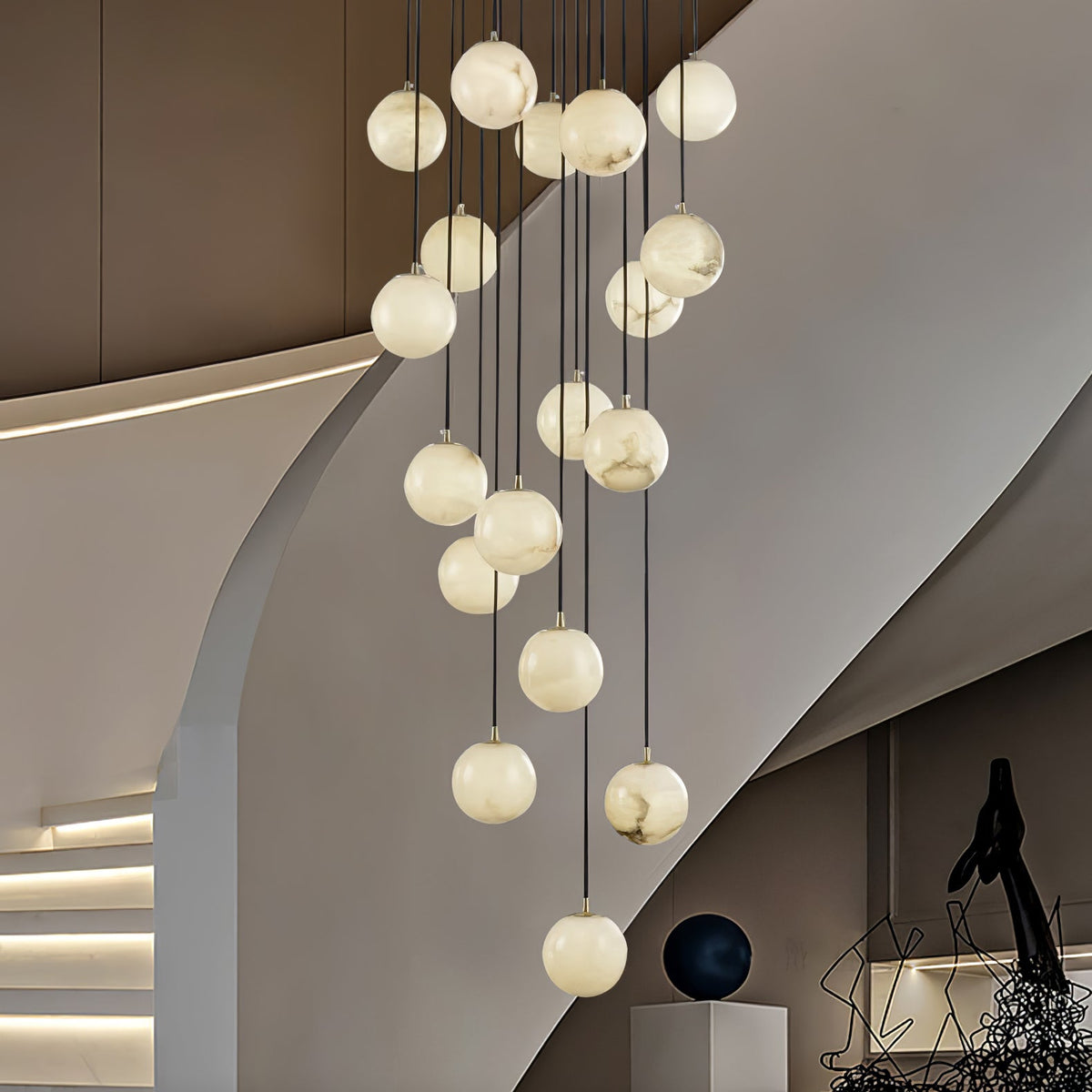 Belen candelabru modern cu Sferice din alabastru
