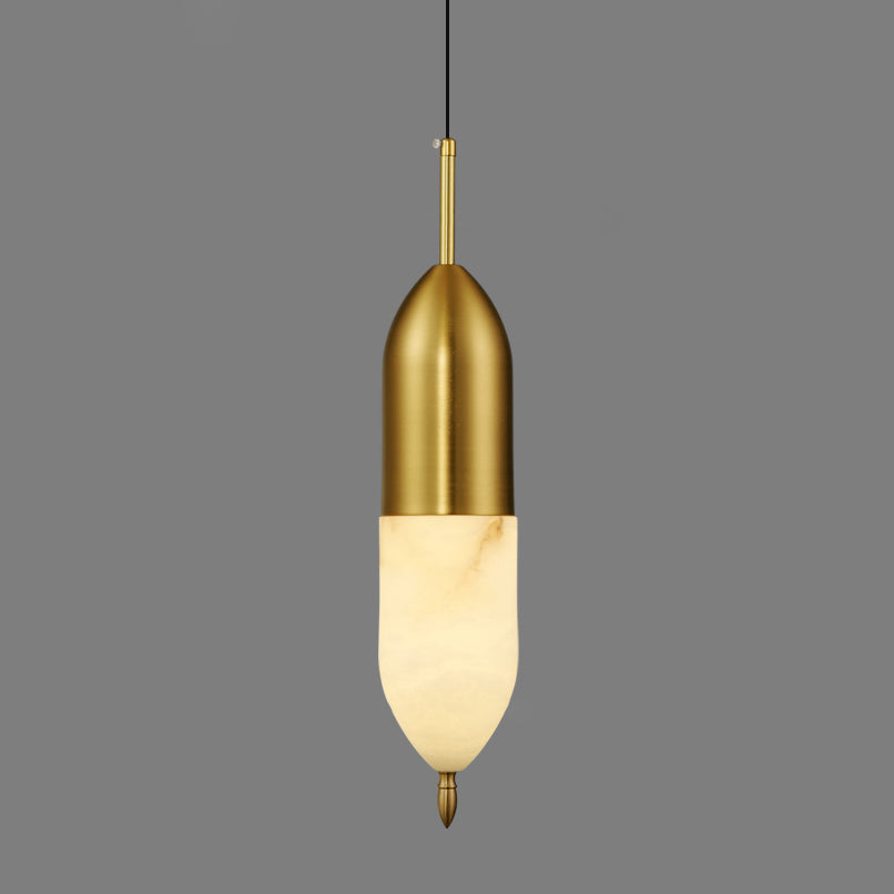 Himinuvye lampă suspendată minimalistă din alabastru cu corp din alamă