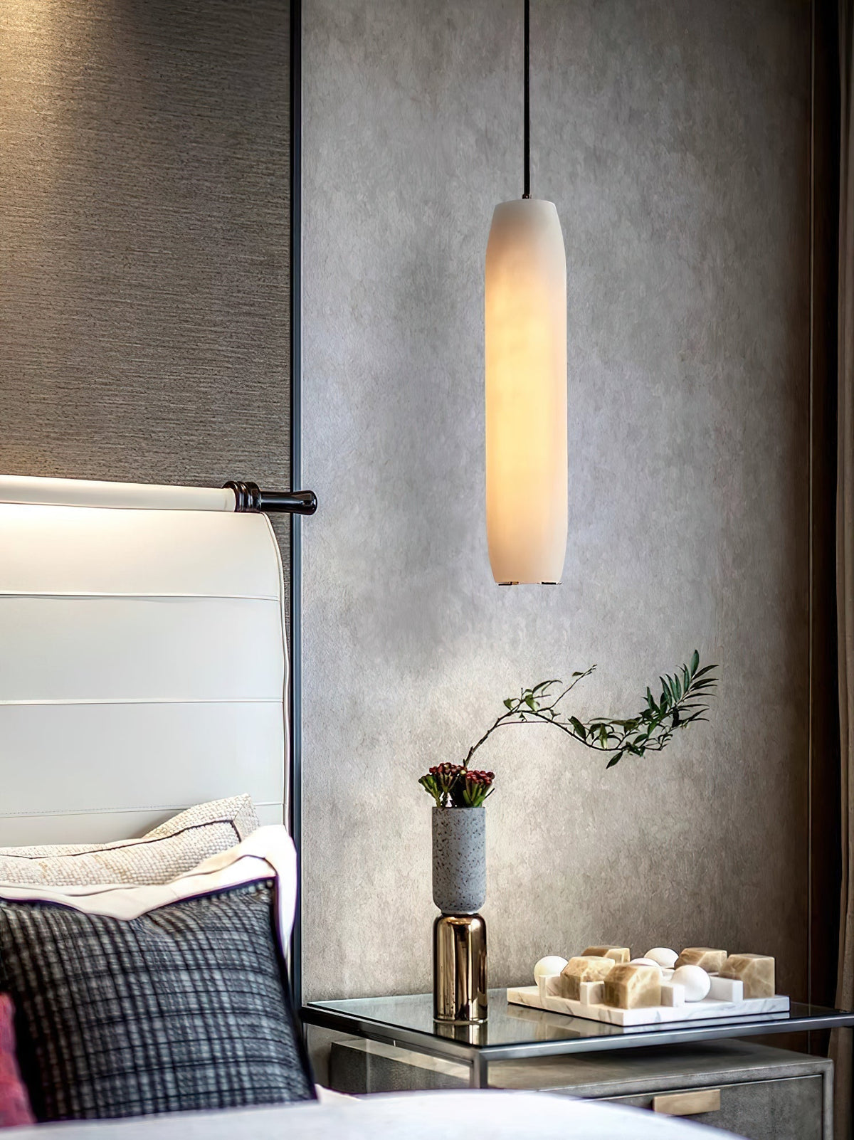 Orven Flute lampă suspendată modernă, minimalistă din alabastru