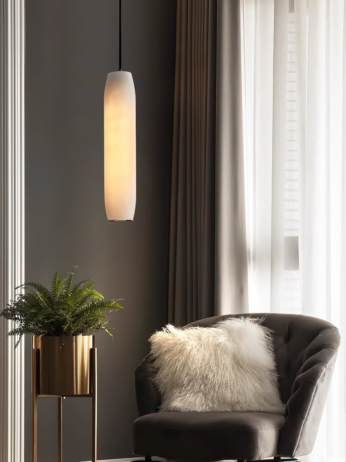 Orven Flute lampă suspendată modernă, minimalistă din alabastru