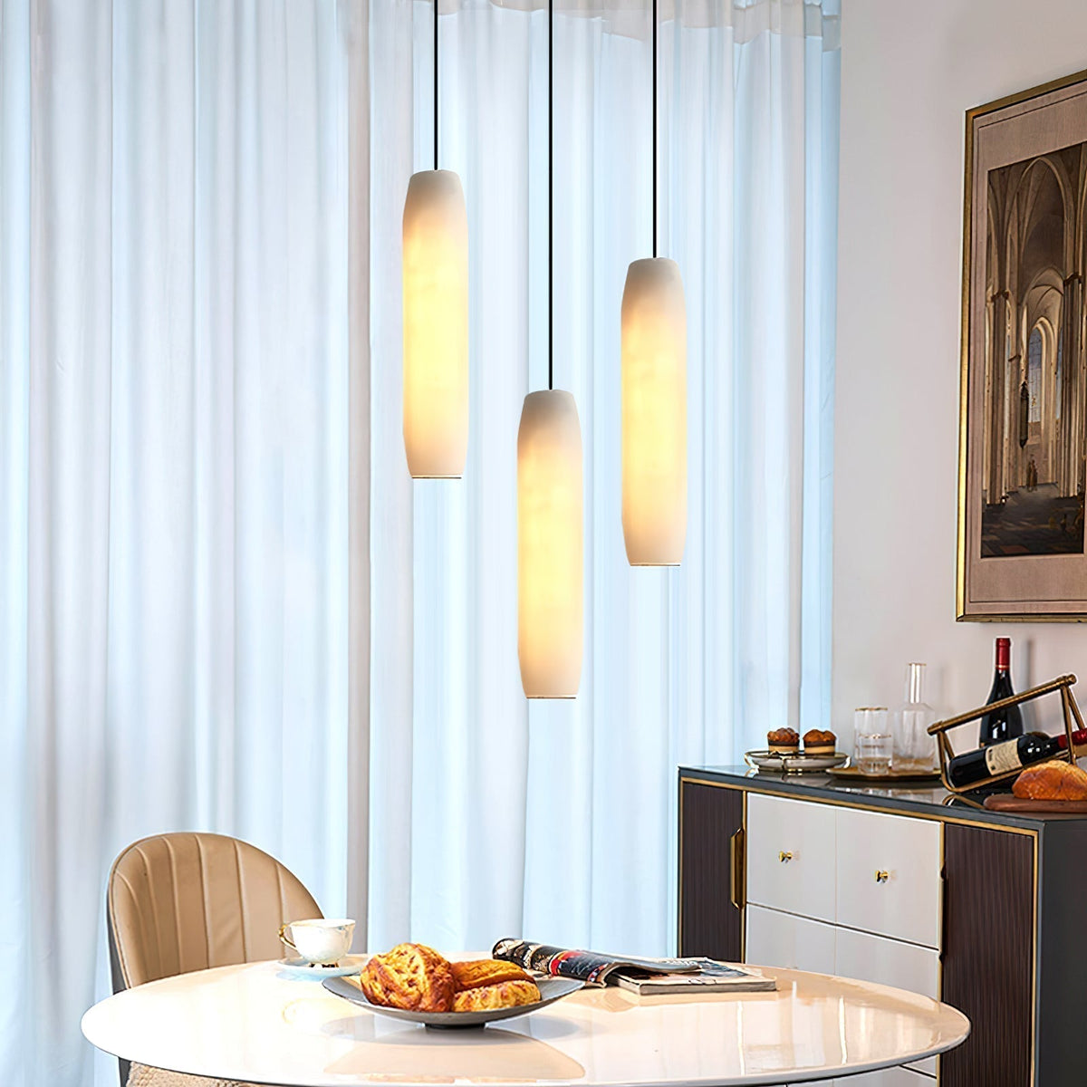 Orven Flute lampă suspendată modernă, minimalistă din alabastru