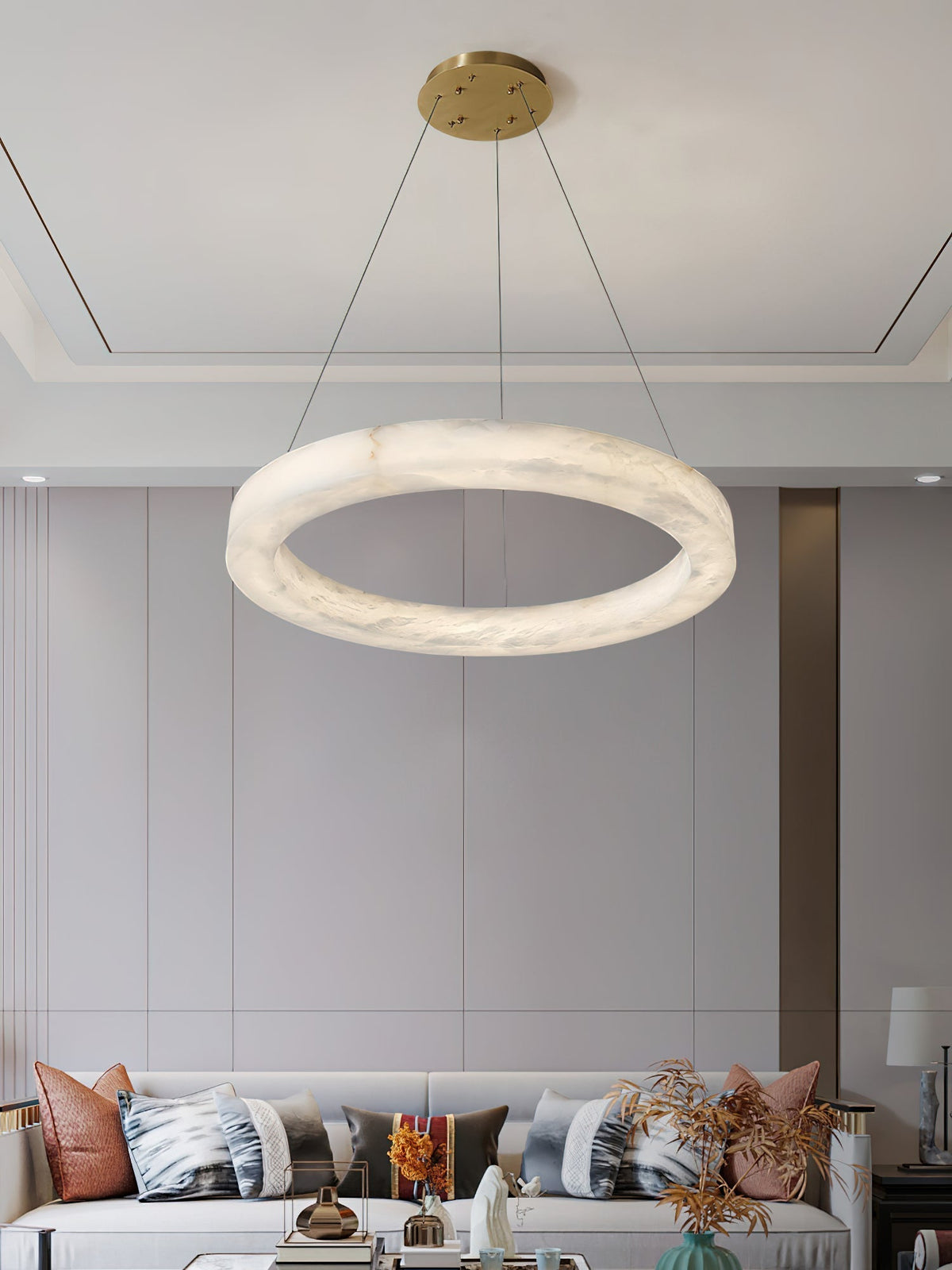Plotuvyn candelabru din alabastru, postmodern, de lux, în formă de inel