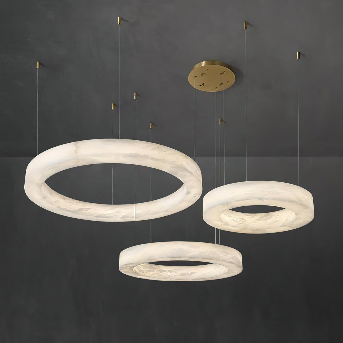 Plotuvyn candelabru din alabastru, postmodern, de lux, în formă de inel