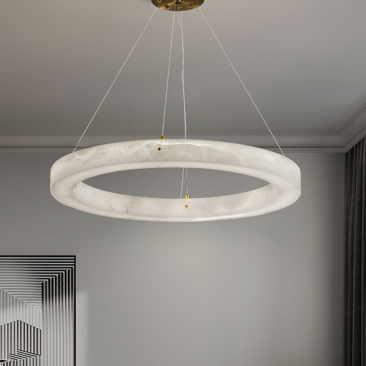 Plotuvyn candelabru din alabastru, postmodern, de lux, în formă de inel