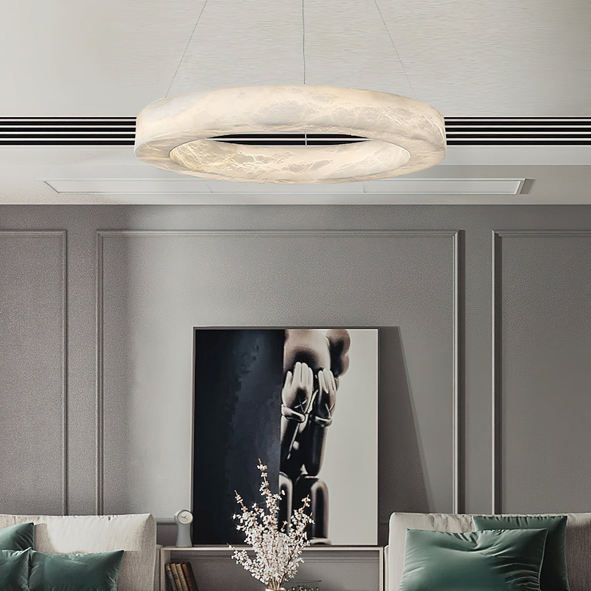 Plotuvyn candelabru din alabastru, postmodern, de lux, în formă de inel