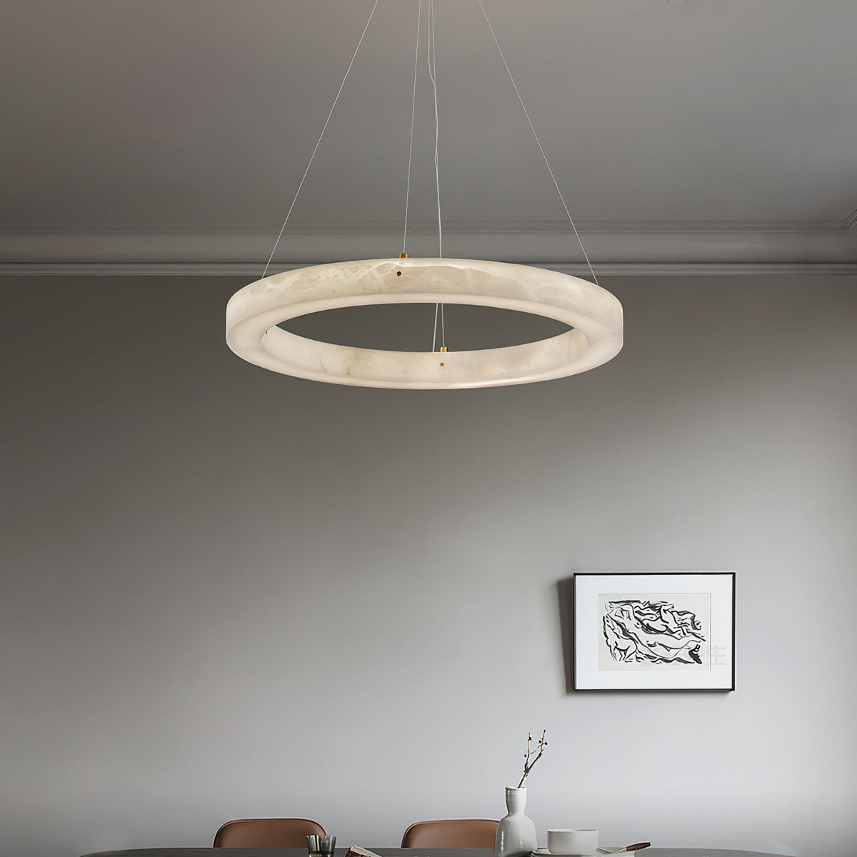 Plotuvyn candelabru din alabastru, postmodern, de lux, în formă de inel