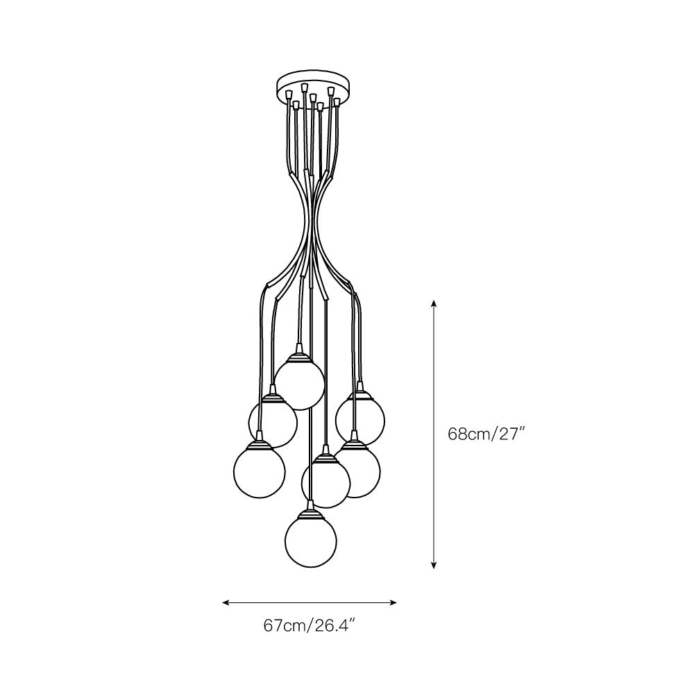 Zoruvyi candelabru modern minimalist cu Globuri suspendate din sticlă