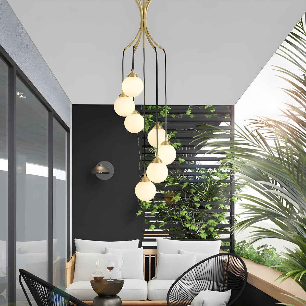 Zoruvyi candelabru modern minimalist cu Globuri suspendate din sticlă
