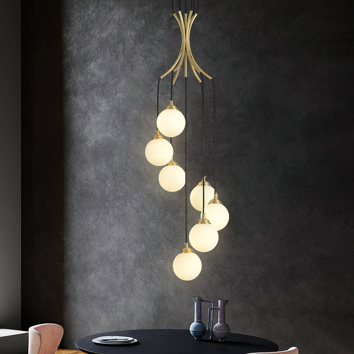 Zoruvyi candelabru modern minimalist cu Globuri suspendate din sticlă