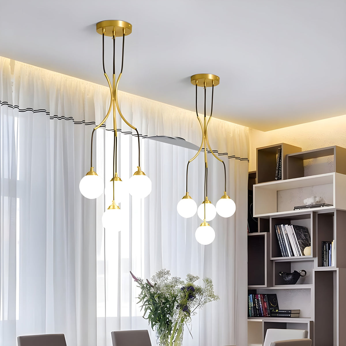 Zoruvyi candelabru modern minimalist cu Globuri suspendate din sticlă