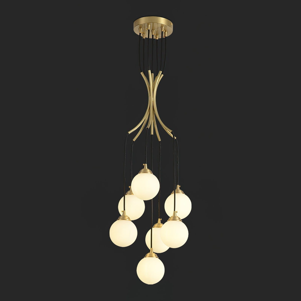 Zoruvyi candelabru modern minimalist cu Globuri suspendate din sticlă