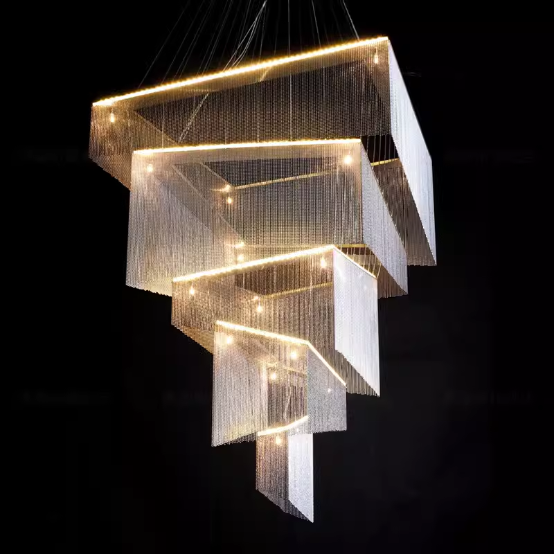 Caeluvyn candelabru  postmodern cu lanț și frângi metalice
