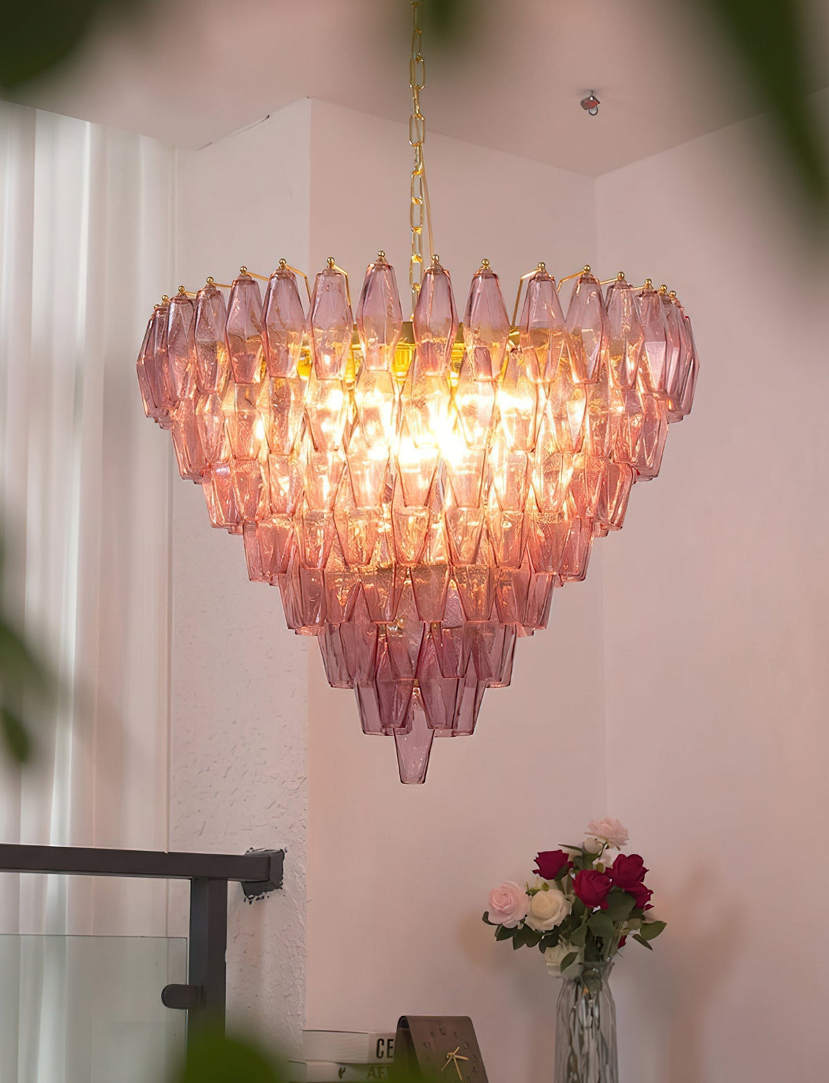 Rosalique candelabru din sticlă