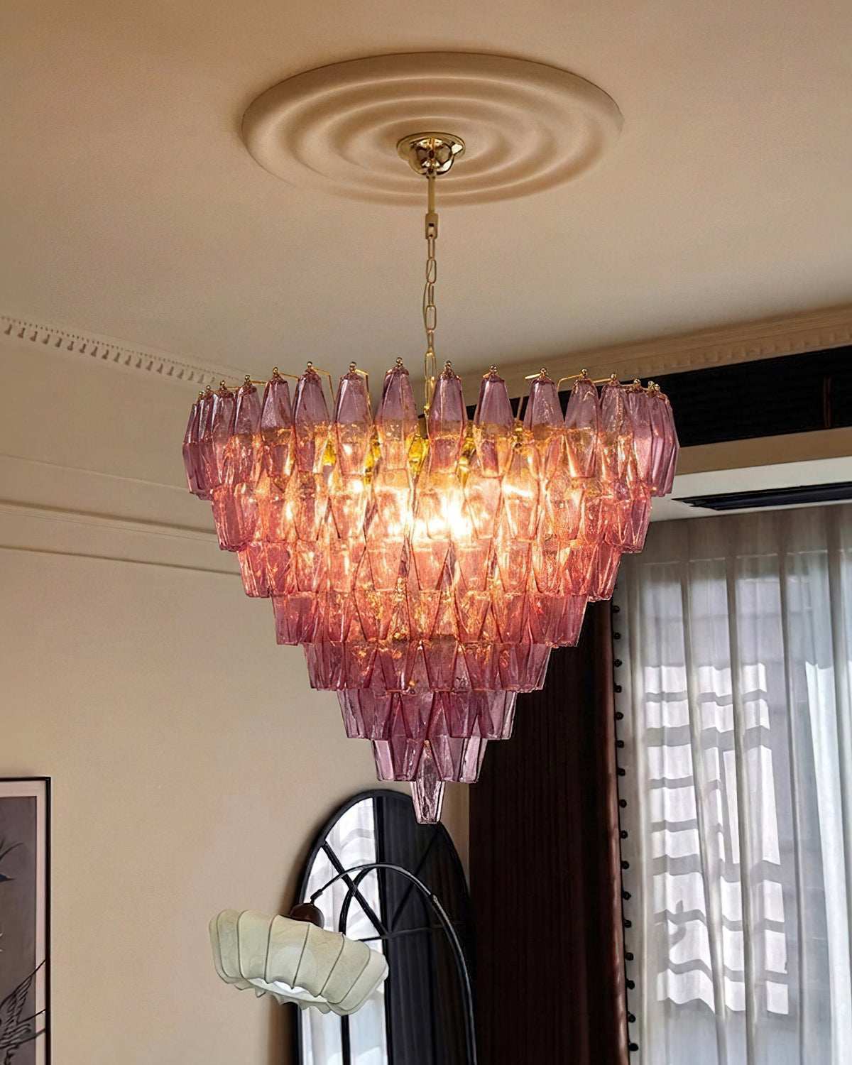 Rosalique candelabru din sticlă