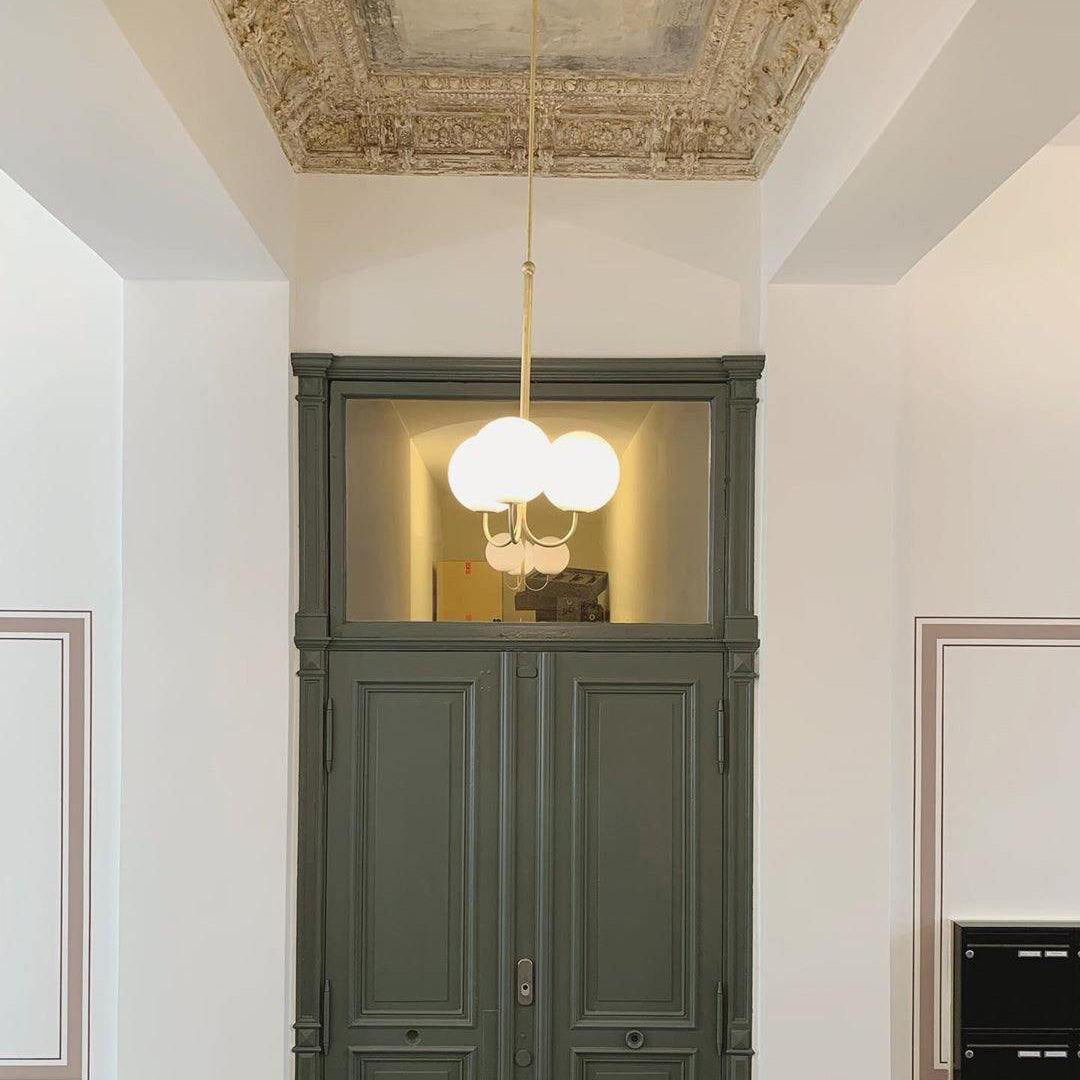 Brin lampă suspendată din metal și sticlă, elegantă
