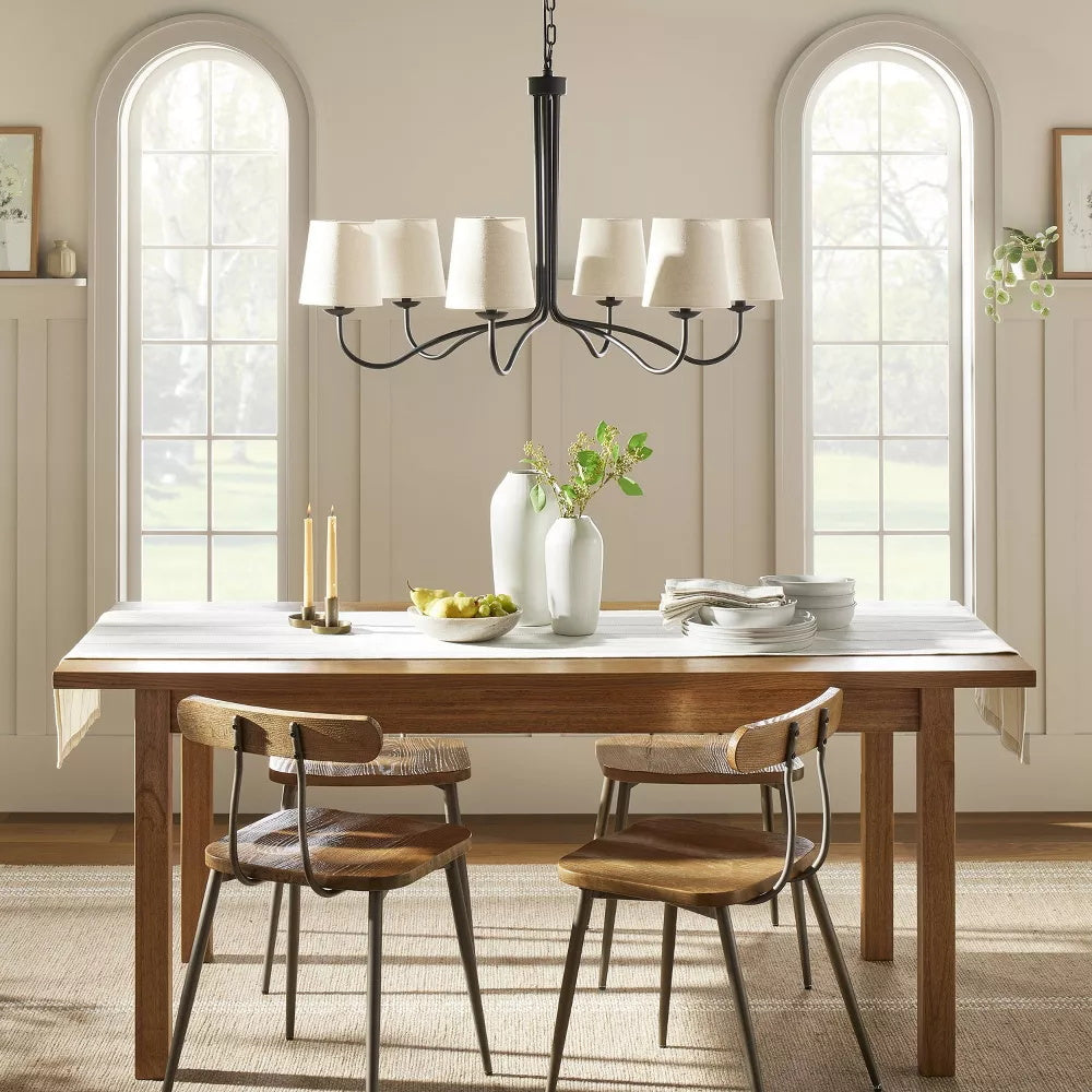 Kvennuvyn candelabru modern, minimalist din metal cu abajur textil