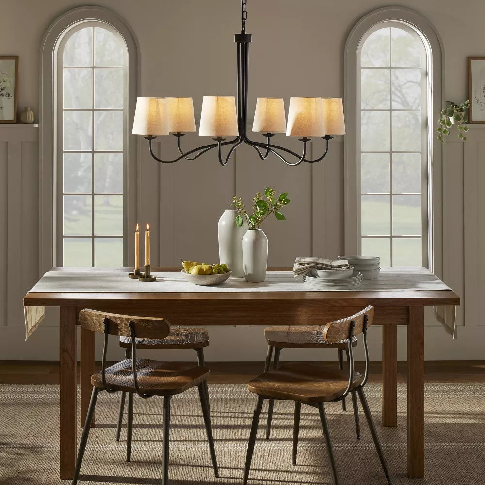 Kvennuvyn candelabru modern, minimalist din metal cu abajur textil