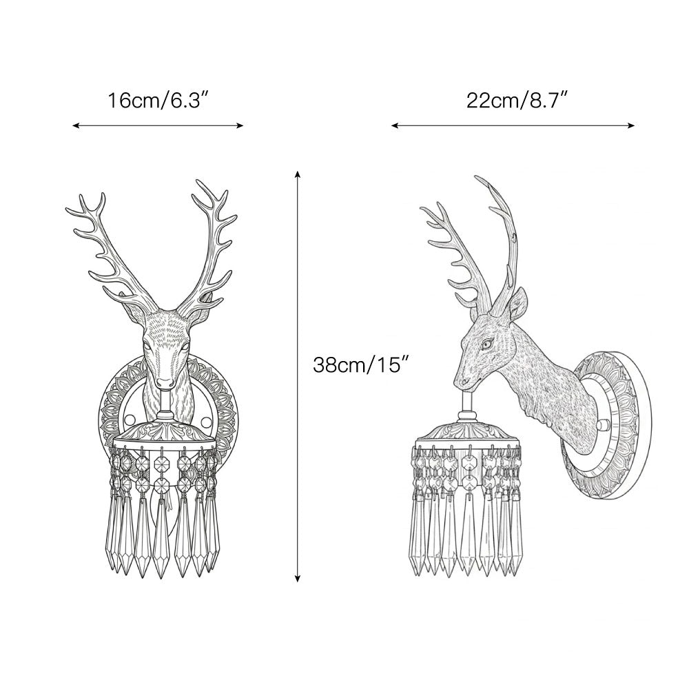 Antler aplică de perete din cristal