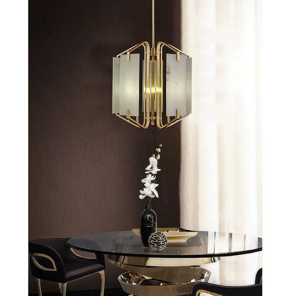 Plotuvys candelabru din alamă și alabastru, postmodern, de lux