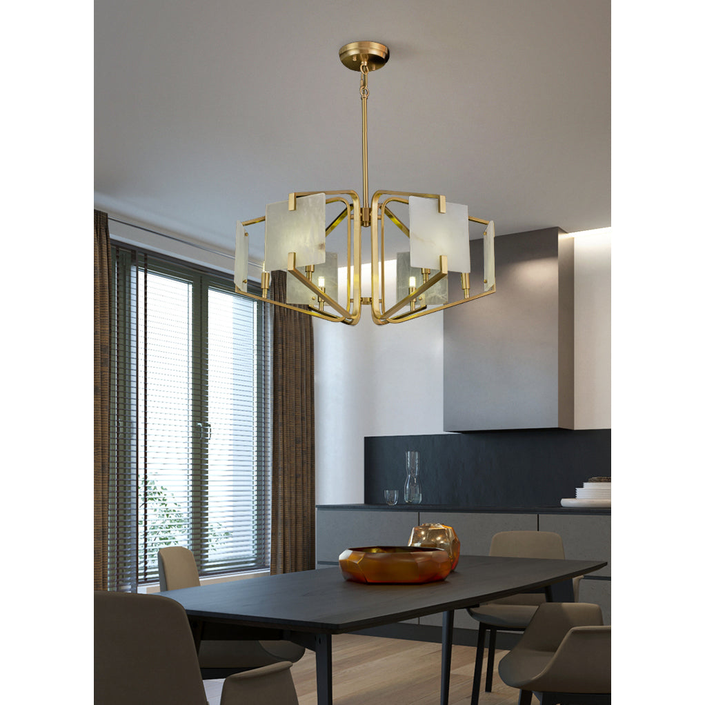 Plotuvys candelabru din alamă și alabastru, postmodern, de lux