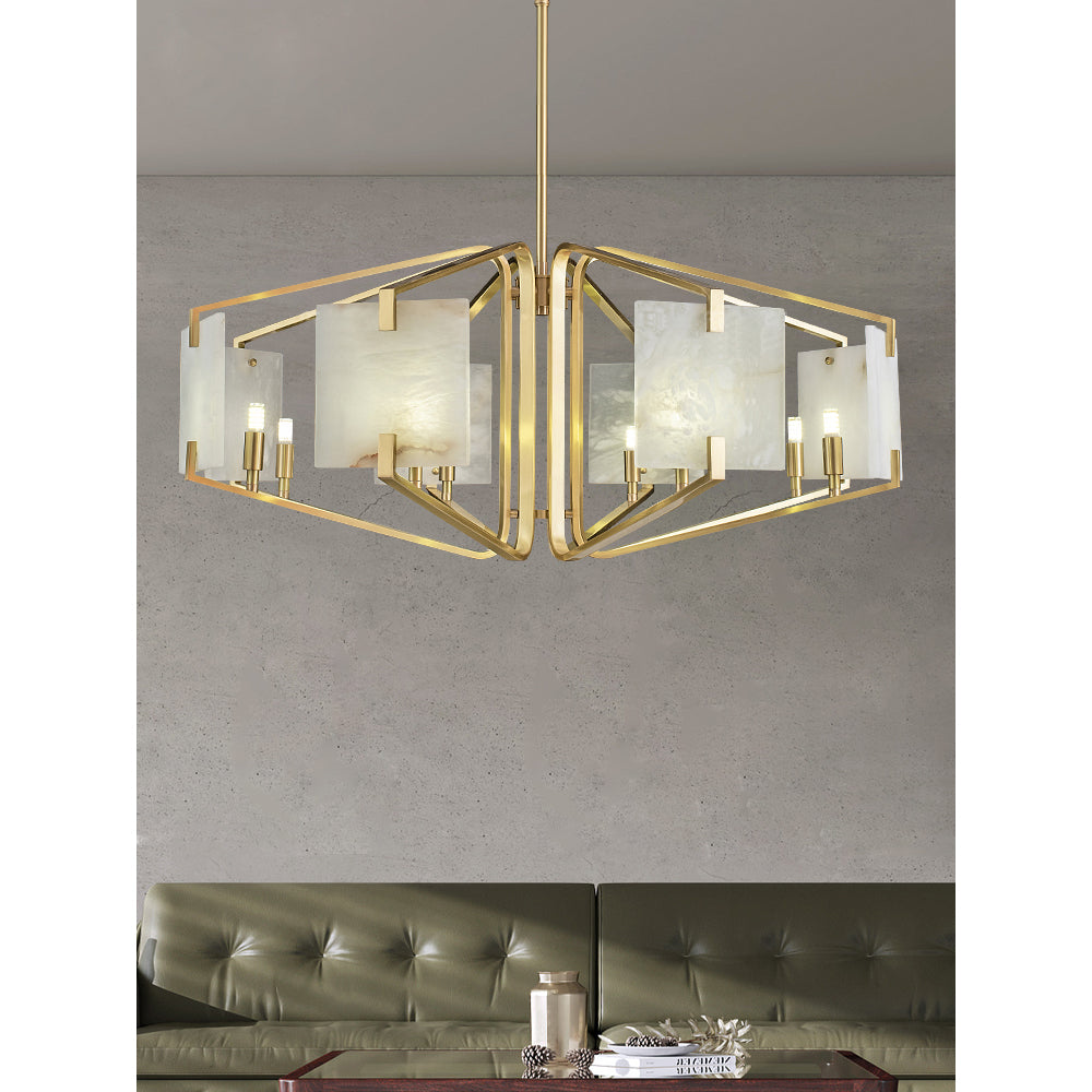 Plotuvys candelabru din alamă și alabastru, postmodern, de lux