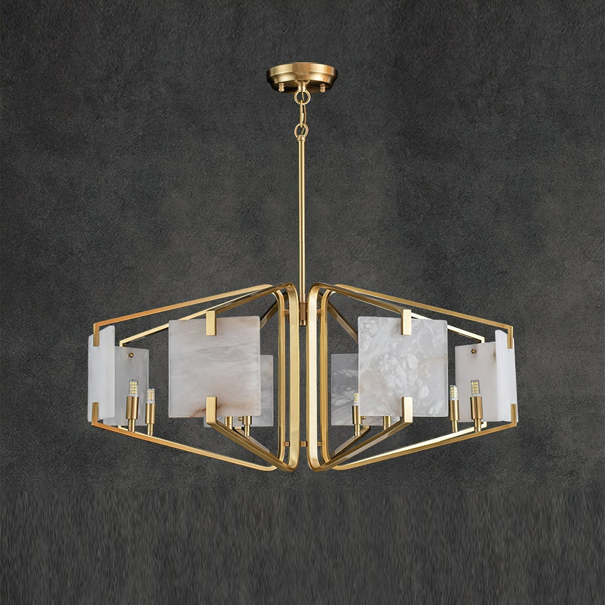 Plotuvys candelabru din alamă și alabastru, postmodern, de lux