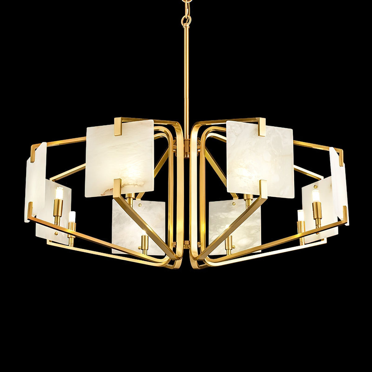 Plotuvys candelabru din alamă și alabastru, postmodern, de lux