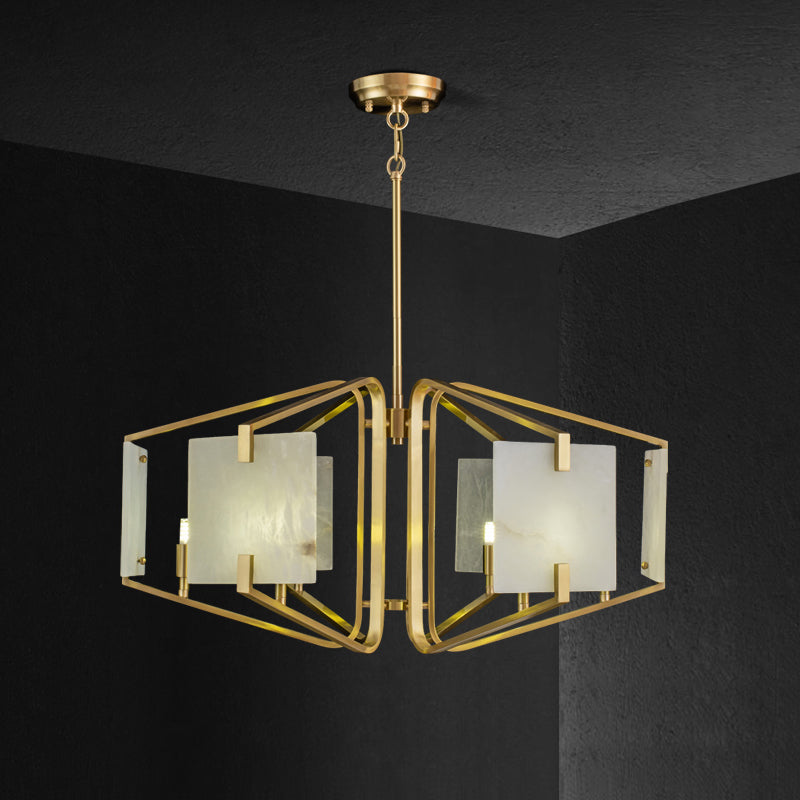 Plotuvys candelabru din alamă și alabastru, postmodern, de lux